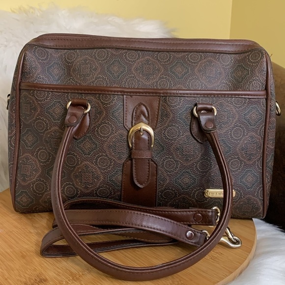 Liz Claiborne 1999 Vintage Brown Detachable Crossbody Top Handle Satchel - Picture 1 of 17